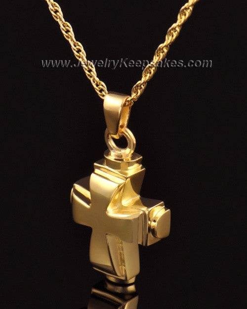 Memorial Necklace 14k Gold Classic Cross