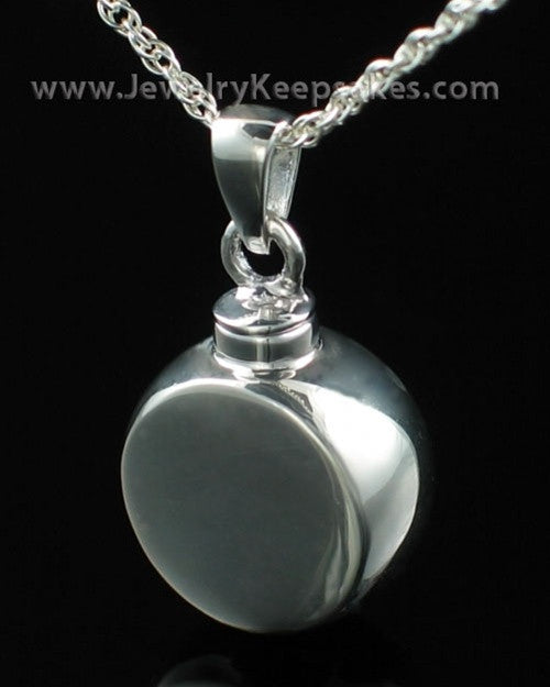 Cremation Necklace Sterling Silver Small Round Signet
