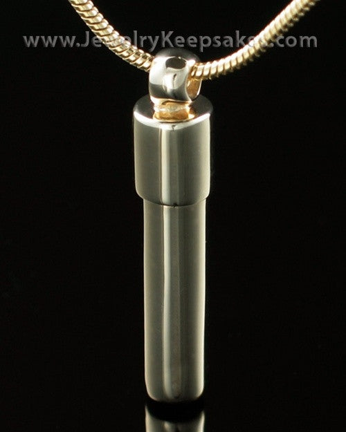 Ash Pendant 14K Gold Cylinder