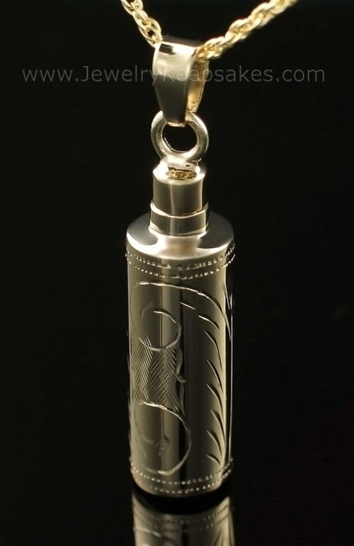 Ash Pendant Gold Plated Etched Cylinder
