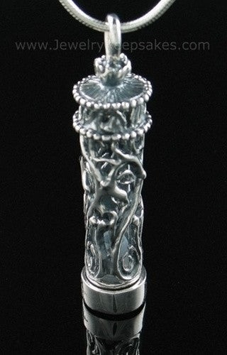 Cremation Keepsake Antique Sterling Filigree Glass Cylinder