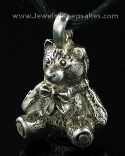 Cremains Jewelry White Bronze Plated Teddy Bear