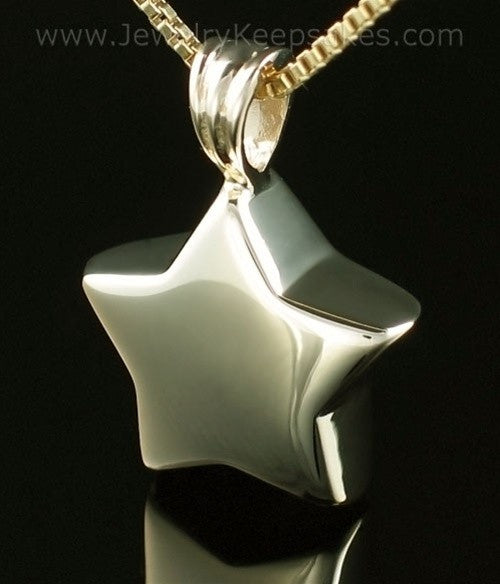 Cremation Urn Necklace 14K Gold Small Star
