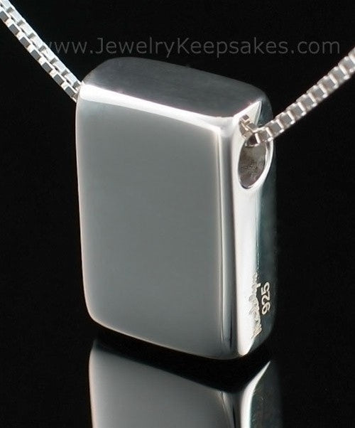 Memorial Necklace Sterling Silver Rectangle with Chain