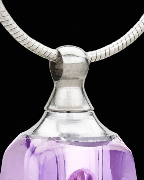 Large Ash Pendant Lavender Faithful Cross Glass Locket