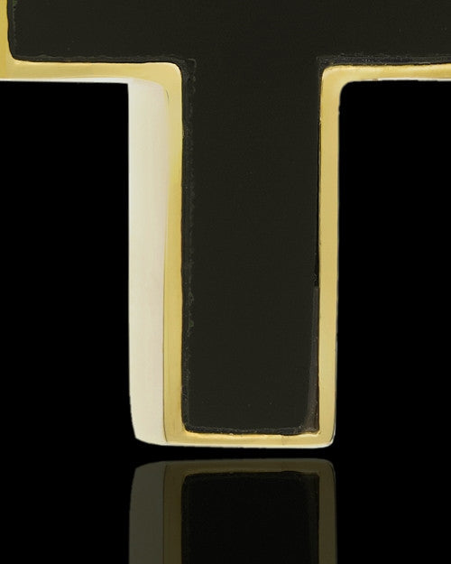 Cremation Necklace Cross with Onyx-Solid 14K Gold