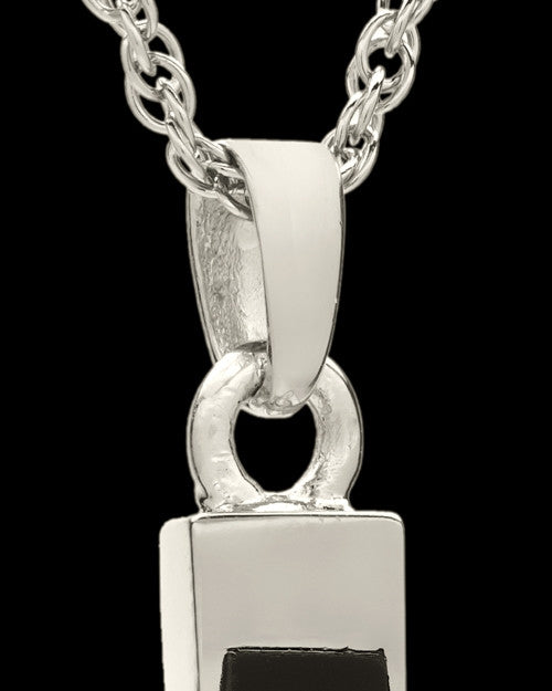 Cremation Necklace Cross with Onyx-Solid 14K White Gold