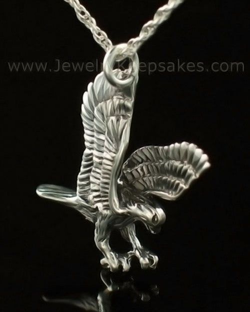 Ash Urn Locket 14K White Gold Diving Eagle