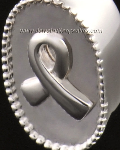14k White Gold Ashes Pendant Breast Cancer Keepsake