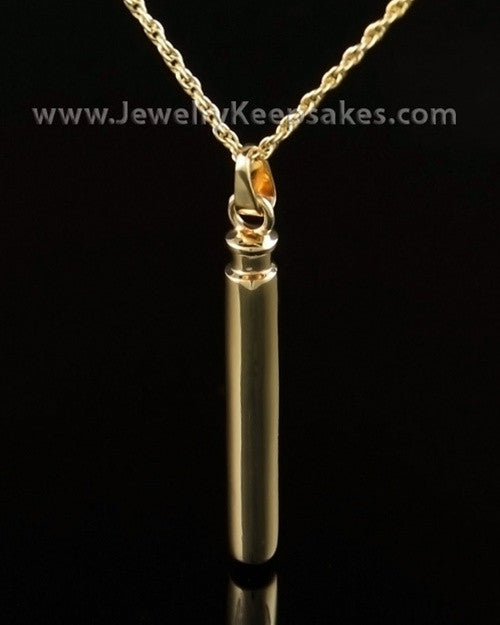 Cremains Locket Gold Plated Long Cylinder