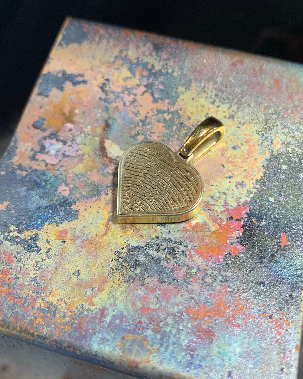 Custom Gold Plated Heart Thumbprint Pendant Necklace With Engraving