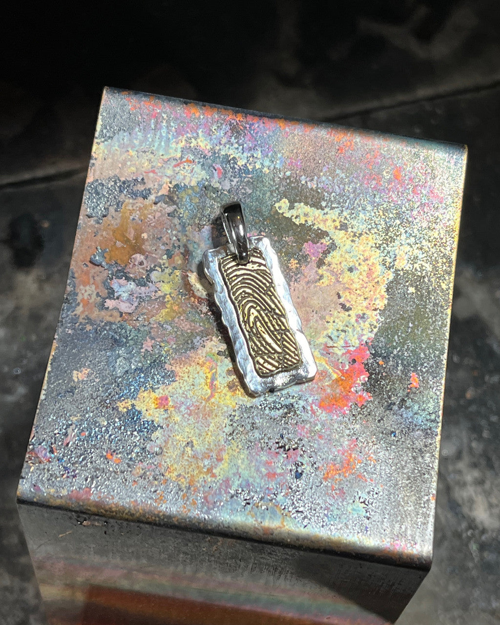 Custom Gold Thumbprint Memorial Pendant With Engraving