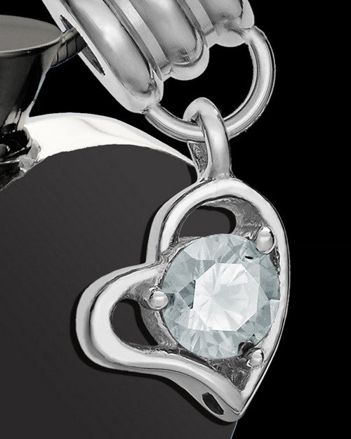 Black and Stainless Steel April Enamored Heart Cremation Keepsake