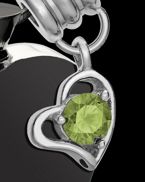 Black and Stainless Steel August Enamored Heart Cremation Keepsake