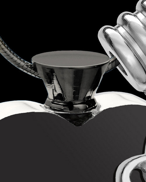Black and Stainless Steel August Enamored Heart Cremation Keepsake