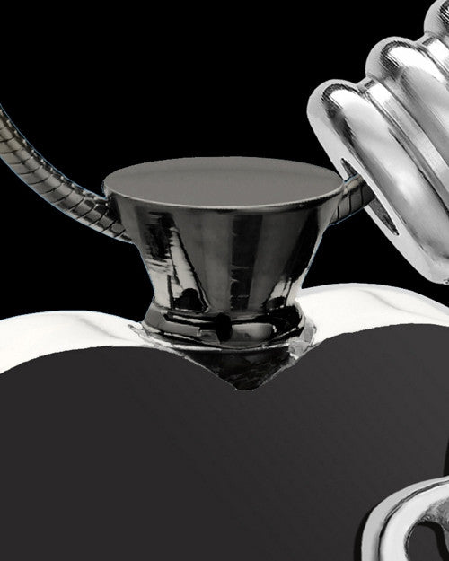 Black and Stainless Steel July Enamored Heart Cremation Keepsake