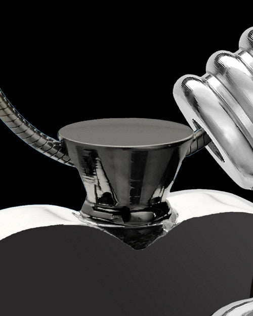 Black and Stainless Steel June Enamored Heart Cremation Keepsake