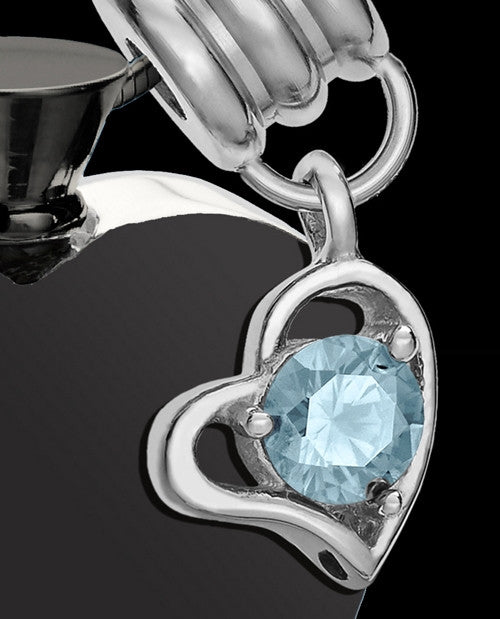 Black and Stainless Steel March Enamored Heart Cremation Keepsake