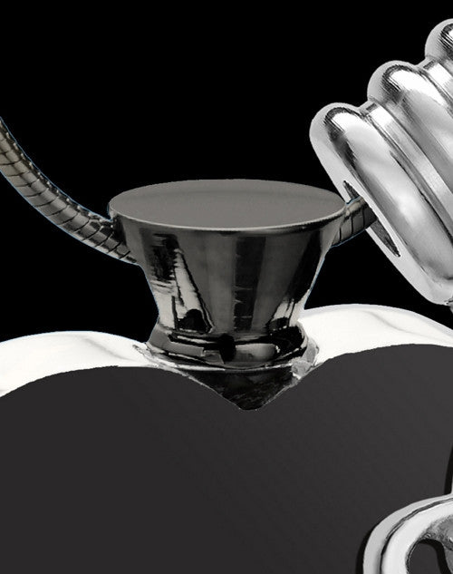 Black and Stainless Steel October Enamored Heart Cremation Keepsake
