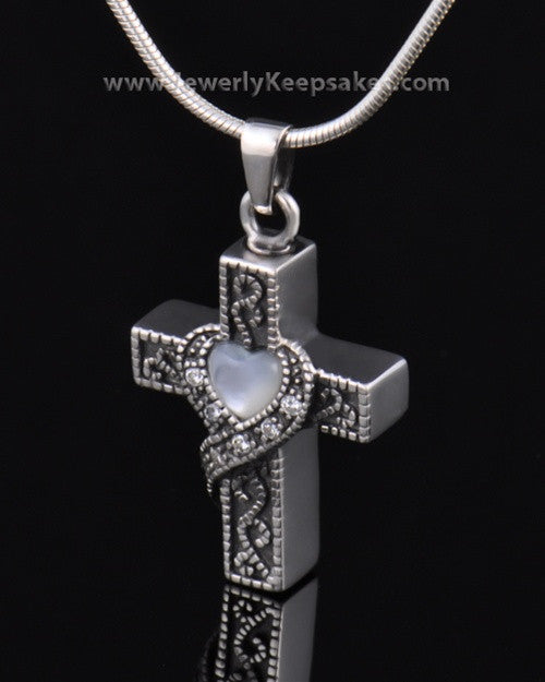 Urn Locket Sterling Silver Embraced Cross Keepsake