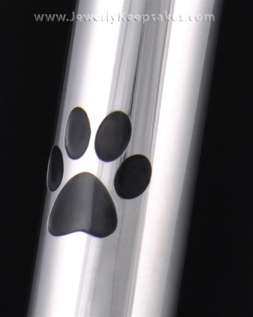Pet Cremation Charm Stainless Silver Pawed Love Keepsake