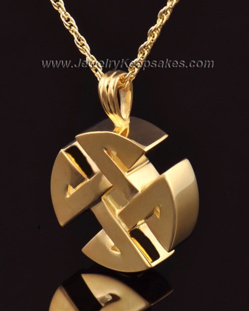 Cremation Pendant 14k Gold Celtic Round Keepsake