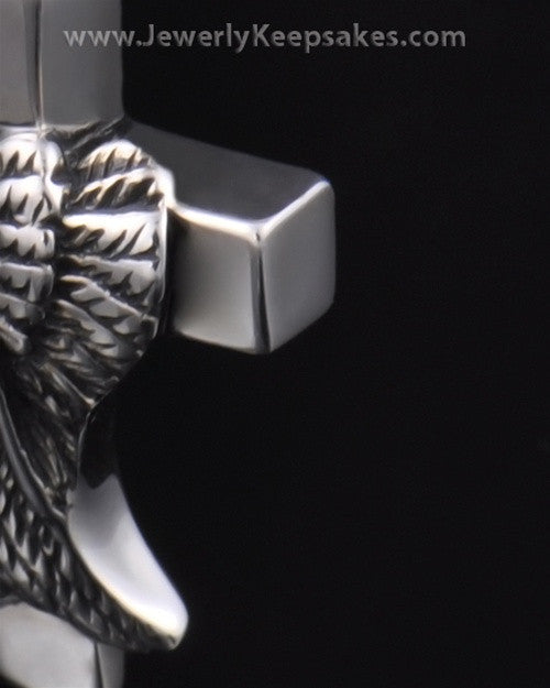Memorial Pendant Sterling Silver Angels Cross Keepsake