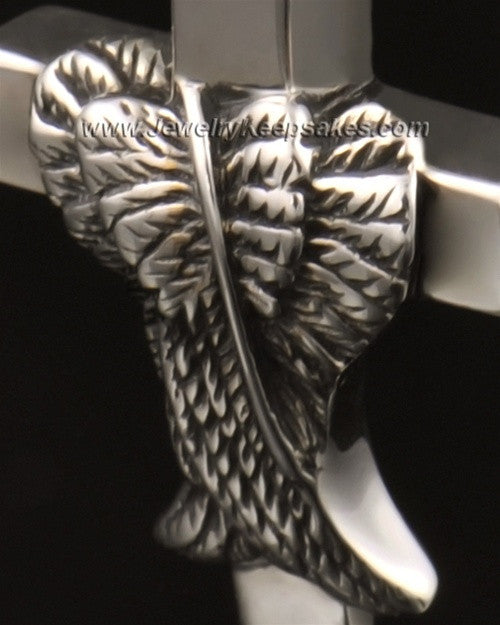 Memorial Pendant 14k White Gold Angels Cross Keepsake