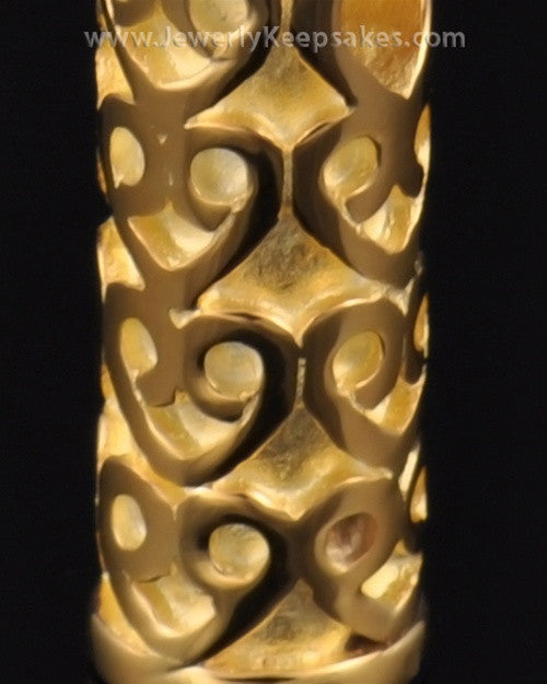Ash Pendant Gold Plated Cylinder of Hearts Keepsake