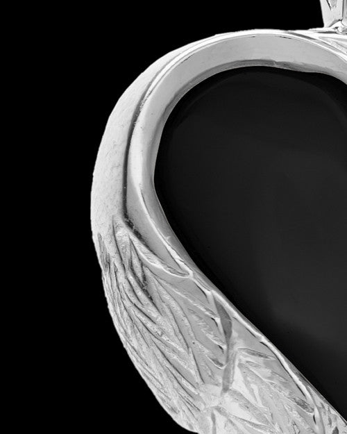 Remembrance Pendant Sterling Silver Onyx Winged Heart Keepsake