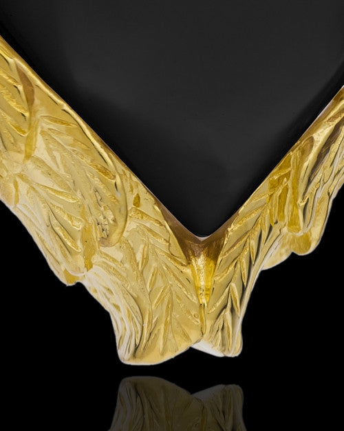Remembrance Pendant Gold Plated Onyx Winged Heart Keepsake
