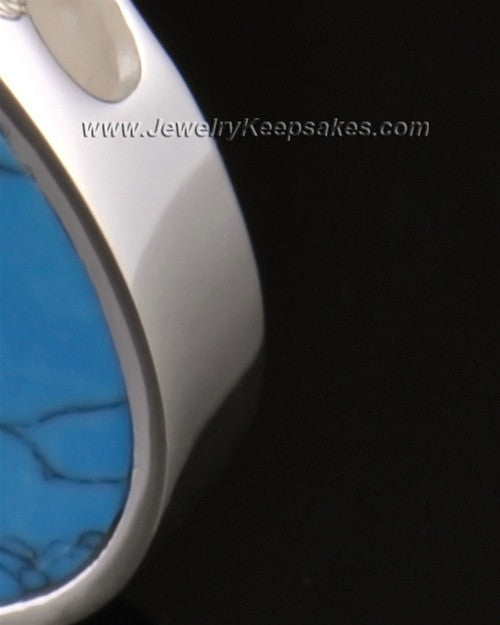 Cremation 14k White Gold Teardrop Turquoise Pendant