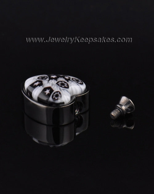 Black Plated Stainless Heavens Destiny Heart Keepsake Jewelry