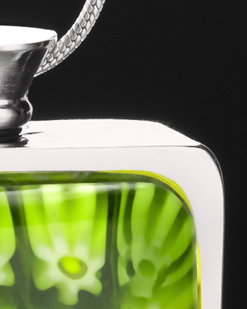 Stainless Steel Emerald Isle Square Keepsake Pendant