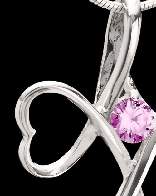 Sterling Silver Pink Forever in My Heart Cremation Urn Pendant