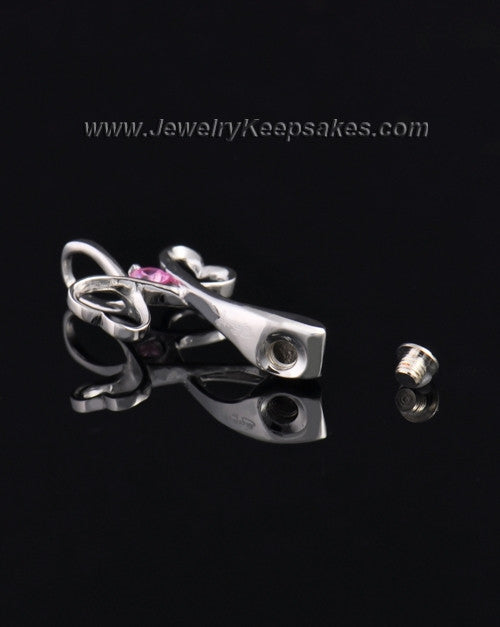 Sterling Silver Pink Forever in My Heart Cremation Urn Pendant