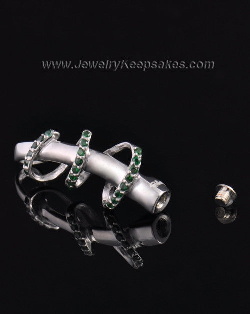 Sterling Silver Green Inspirational Memories Cremation Urn Pendant