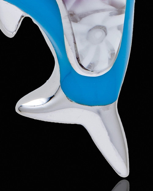 Silver Plated Blue Diving Dolphin Cremation Urn Pendant