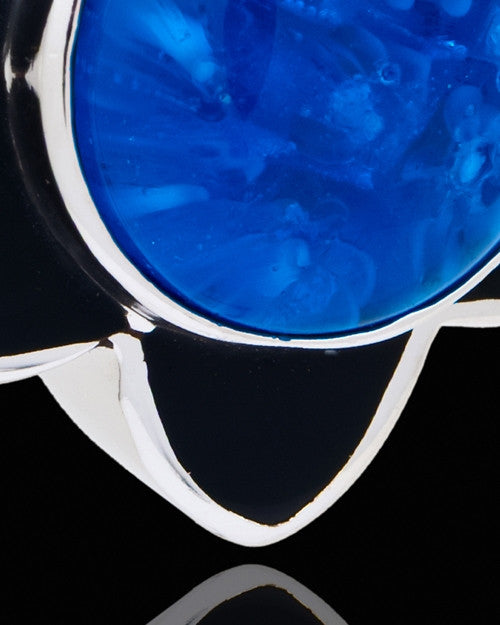 Silver Plated Blue Sassy Flower Cremation Urn Pendant