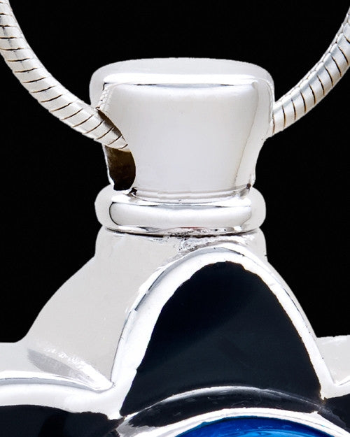 Silver Plated Blue Sassy Flower Cremation Urn Pendant