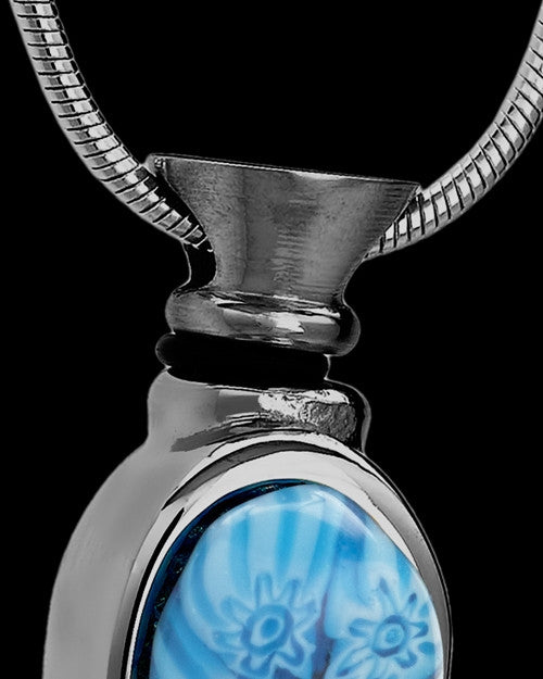 Black Plated with Blue Fly Away Butterfly Urn Charm