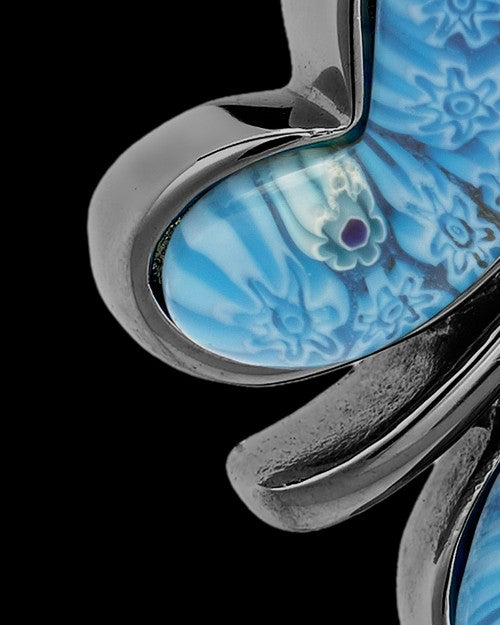 Black Plated with Blue Fly Away Butterfly Urn Charm
