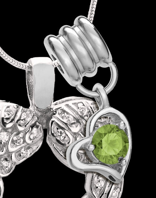 August Winged Memories' Sterling Silver Heart Cremation Pendant