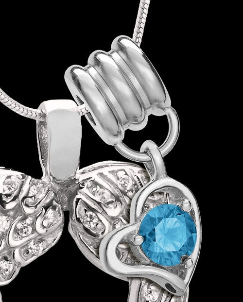 December Winged Memories' Sterling Silver Heart Cremation Pendant