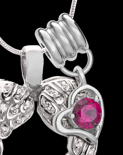 July Winged Memories' Sterling Silver Heart Cremation Pendant