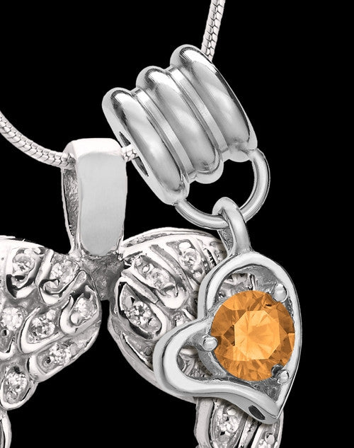 November Winged Memories' Sterling Silver Heart Cremation Pendant