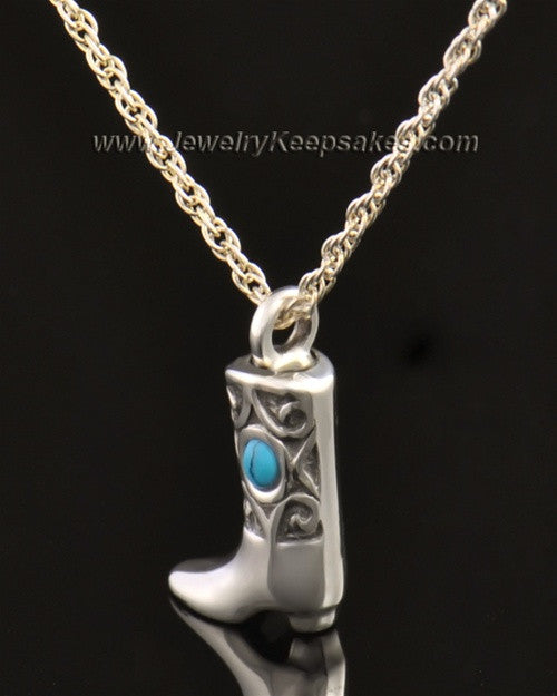 14k White Gold Country Boot Urn Pendant