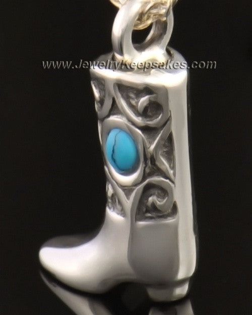 14k White Gold Country Boot Urn Pendant