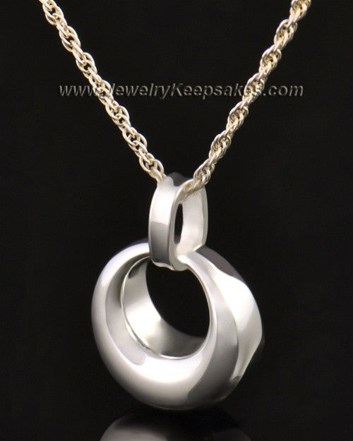 14k White Gold Calming Round Urn Pendant