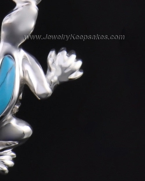 Sterling Silver Gecko with Turquoise Urn Pendant